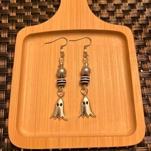 Handmade Silver Tone Ghost 👻 Dangle Earrings